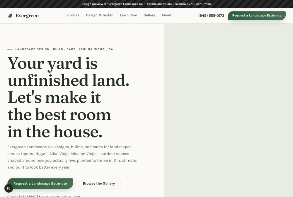 Evergreen Landscape Co. — website by Will's Dev Agency