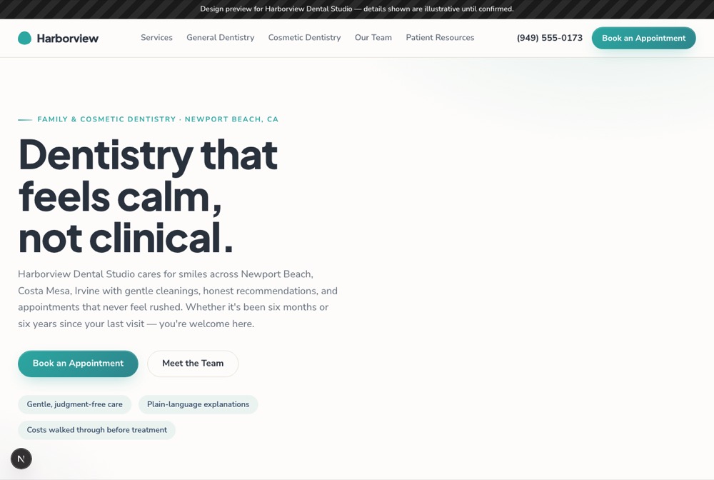 Harborview Dental — website by Will's Dev Agency