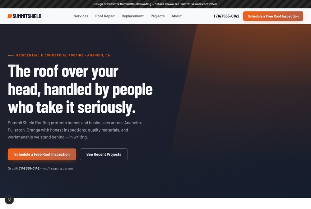 SummitShield Roofing — website by Will's Dev Agency